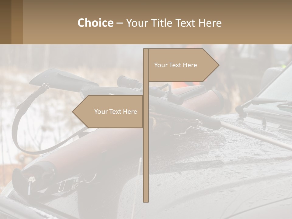 A Rifle On Top Of A Car In The Snow PowerPoint Template
