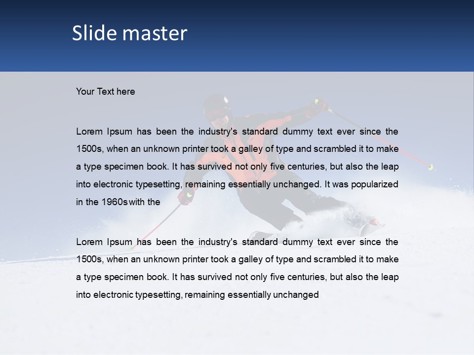 A Man Riding Skis Down A Snow Covered Slope PowerPoint Template