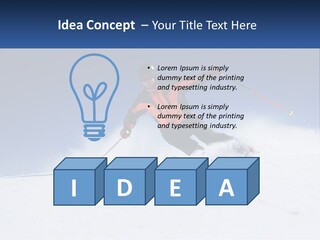 A Man Riding Skis Down A Snow Covered Slope PowerPoint Template