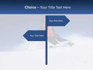 A Man Riding Skis Down A Snow Covered Slope PowerPoint Template