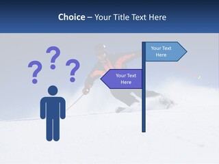 A Man Riding Skis Down A Snow Covered Slope PowerPoint Template