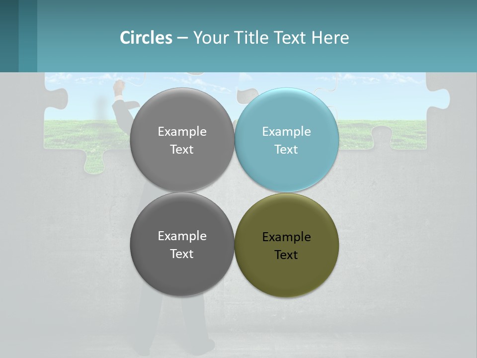 A Man In A Suit Is Holding A Puzzle Piece PowerPoint Template