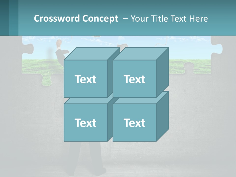 A Man In A Suit Is Holding A Puzzle Piece PowerPoint Template