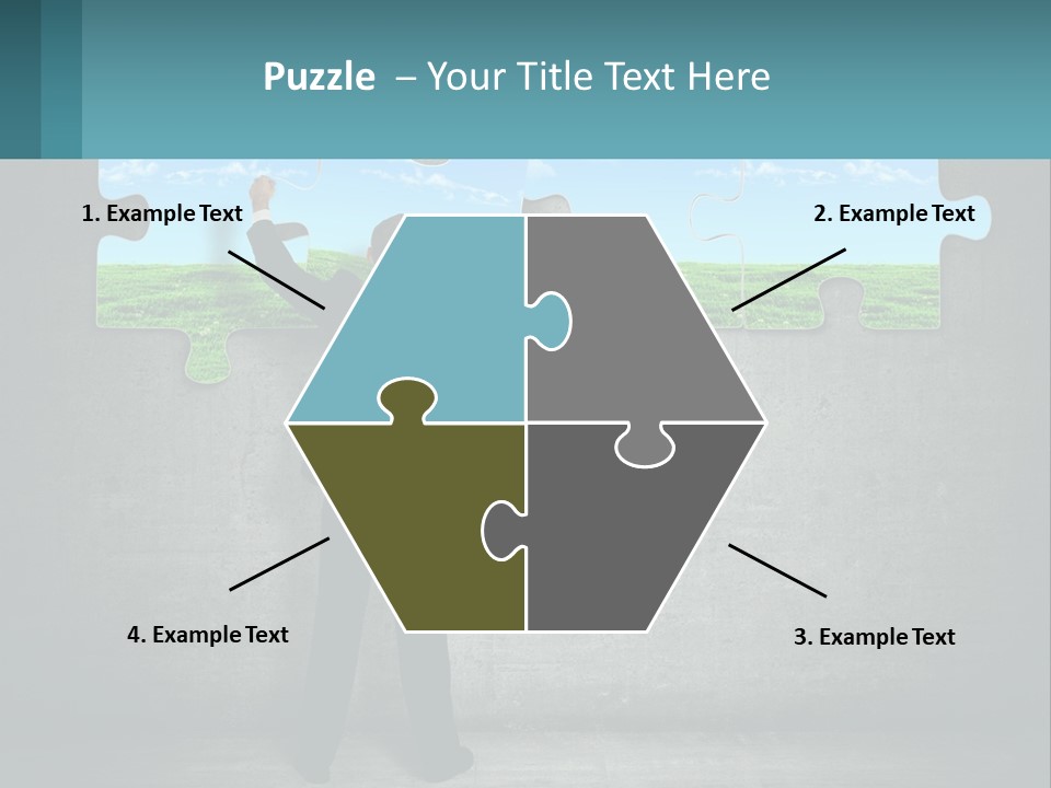 A Man In A Suit Is Holding A Puzzle Piece PowerPoint Template