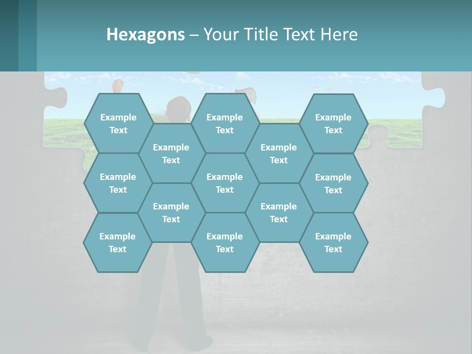 A Man In A Suit Is Holding A Puzzle Piece PowerPoint Template