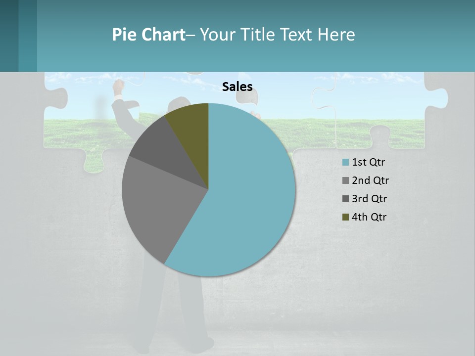 A Man In A Suit Is Holding A Puzzle Piece PowerPoint Template