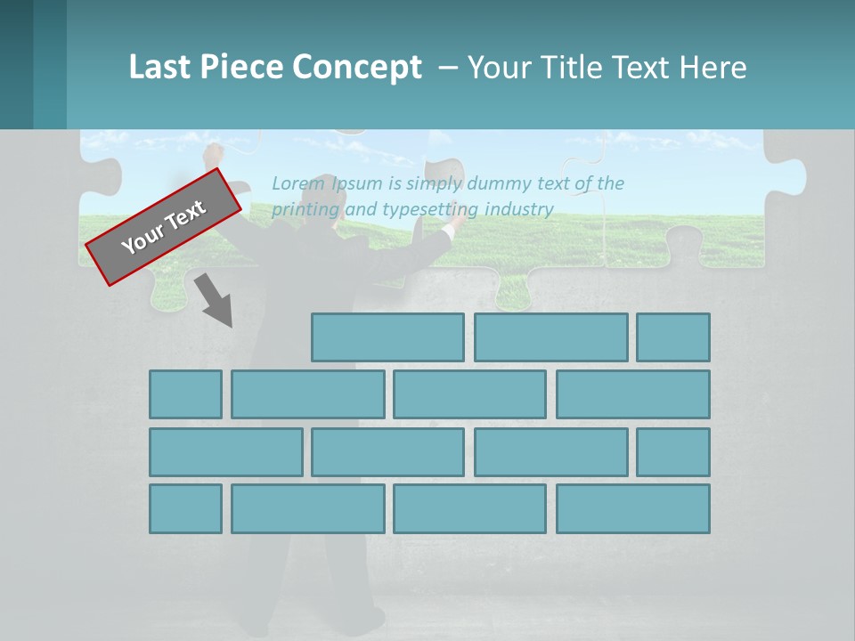 A Man In A Suit Is Holding A Puzzle Piece PowerPoint Template