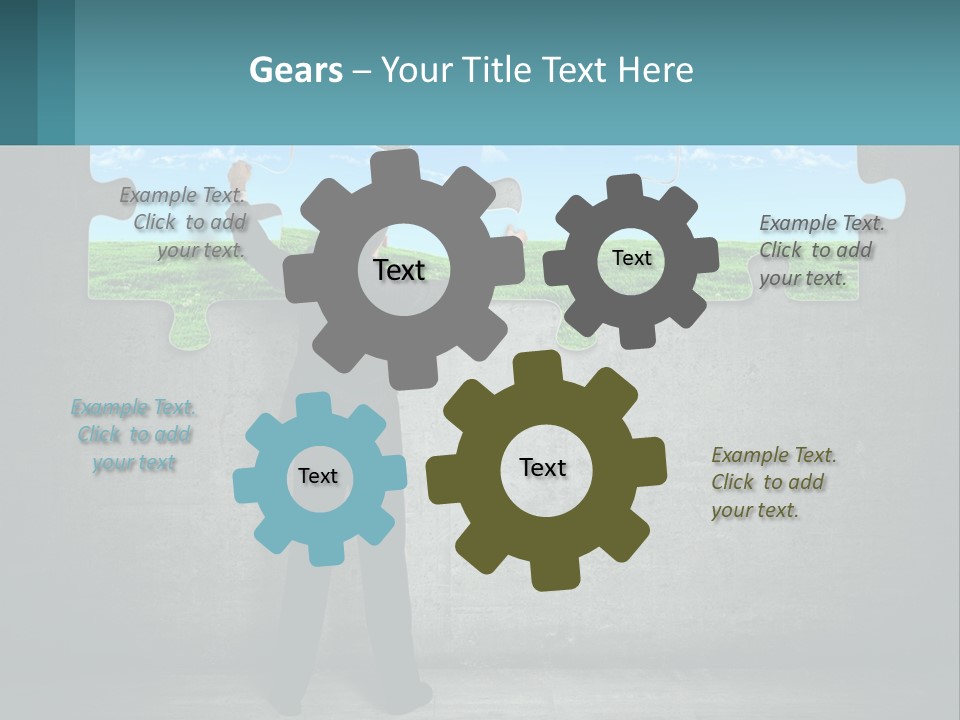 A Man In A Suit Is Holding A Puzzle Piece PowerPoint Template