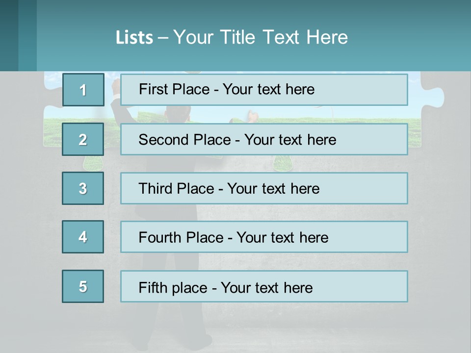 A Man In A Suit Is Holding A Puzzle Piece PowerPoint Template