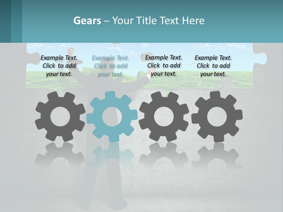 A Man In A Suit Is Holding A Puzzle Piece PowerPoint Template