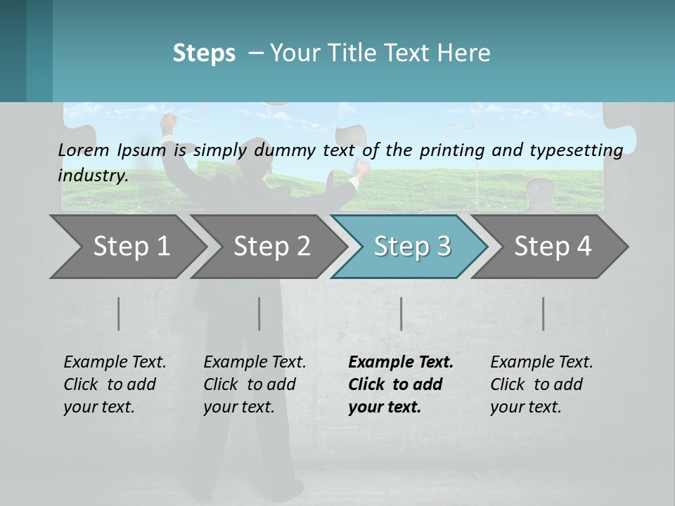 A Man In A Suit Is Holding A Puzzle Piece PowerPoint Template