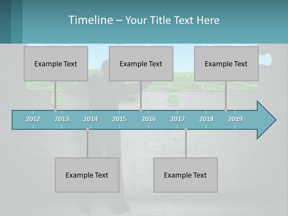 A Man In A Suit Is Holding A Puzzle Piece PowerPoint Template