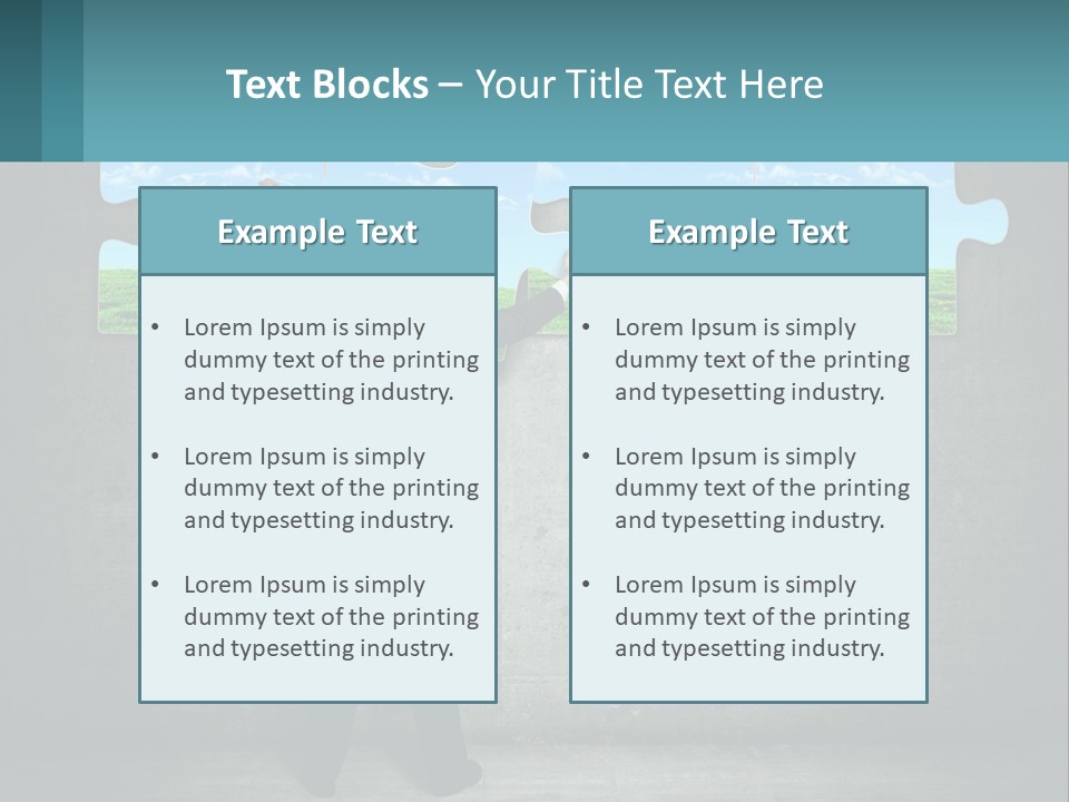 A Man In A Suit Is Holding A Puzzle Piece PowerPoint Template