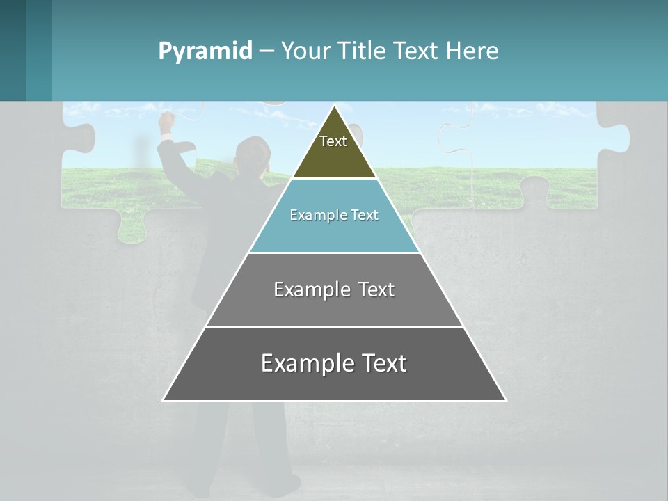 A Man In A Suit Is Holding A Puzzle Piece PowerPoint Template