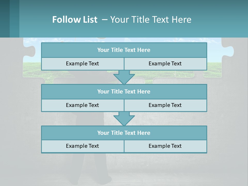 A Man In A Suit Is Holding A Puzzle Piece PowerPoint Template