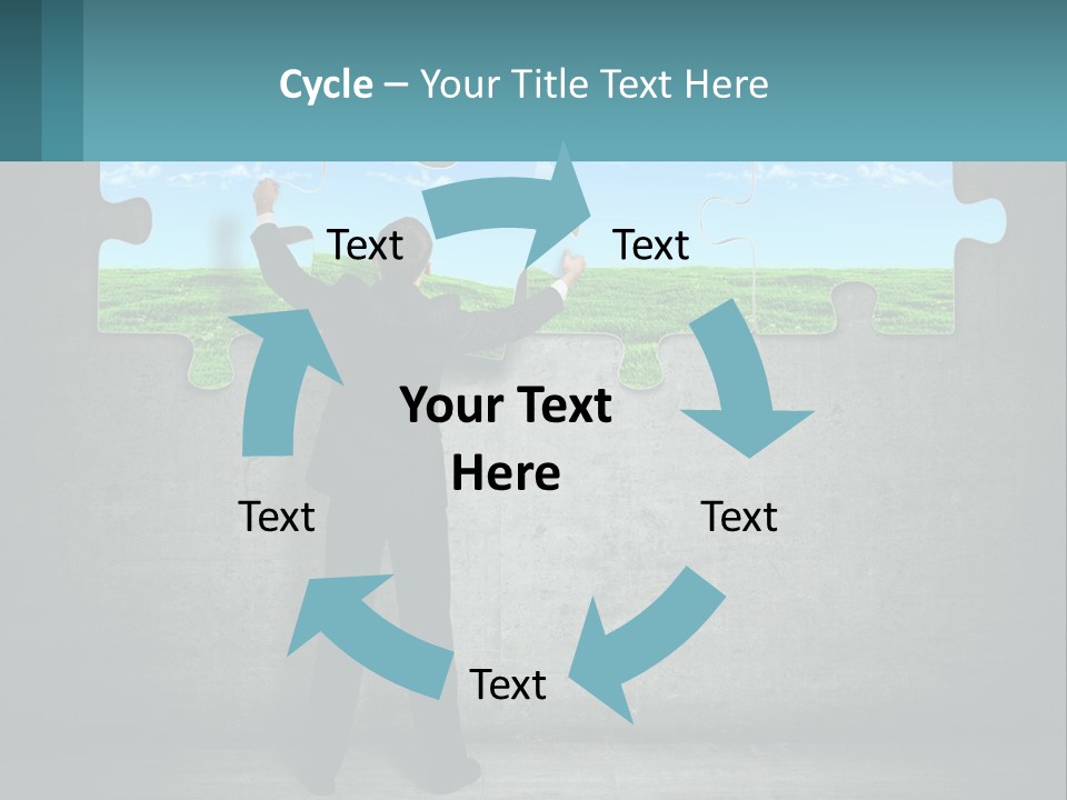 A Man In A Suit Is Holding A Puzzle Piece PowerPoint Template