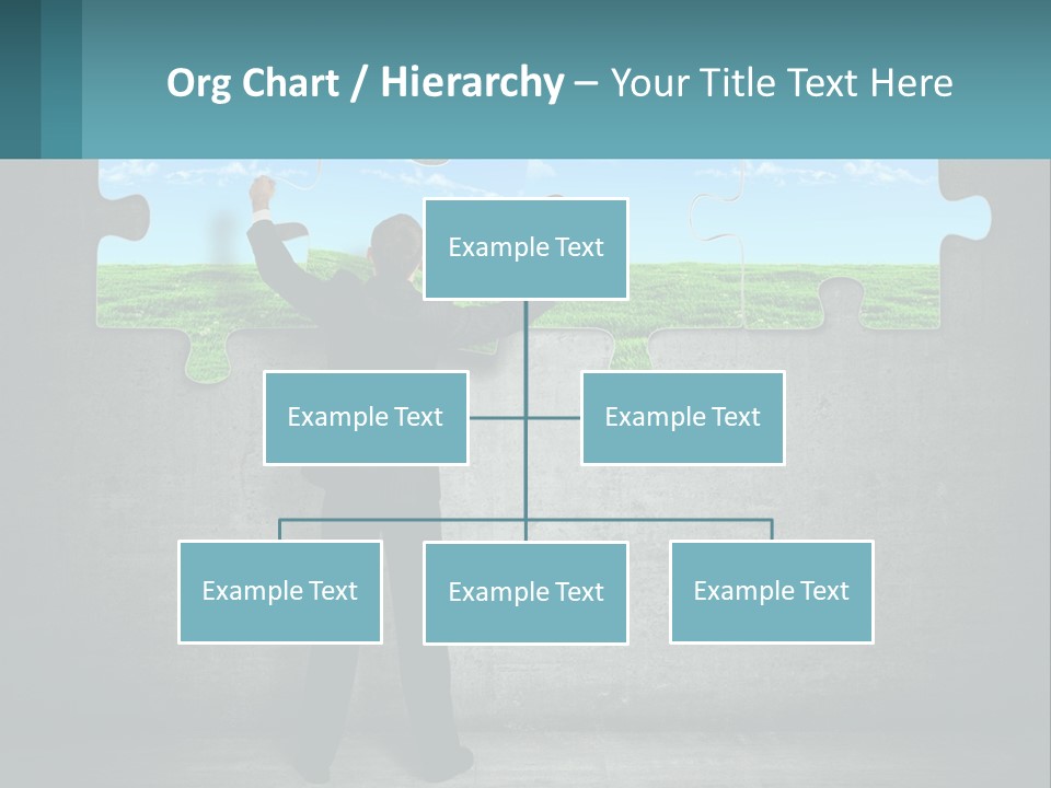 A Man In A Suit Is Holding A Puzzle Piece PowerPoint Template