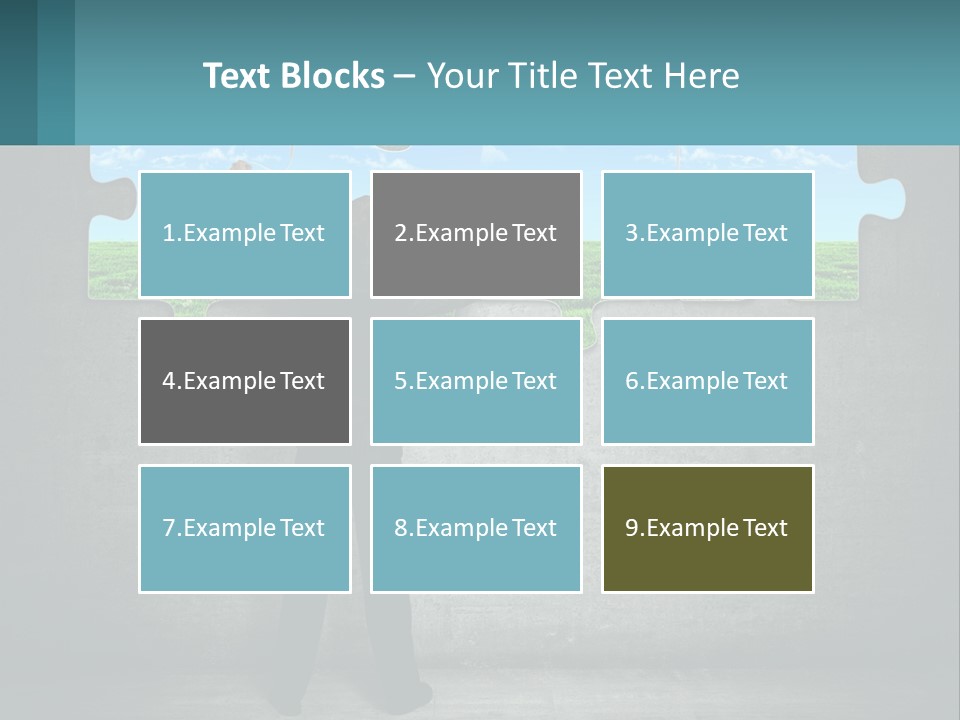 A Man In A Suit Is Holding A Puzzle Piece PowerPoint Template