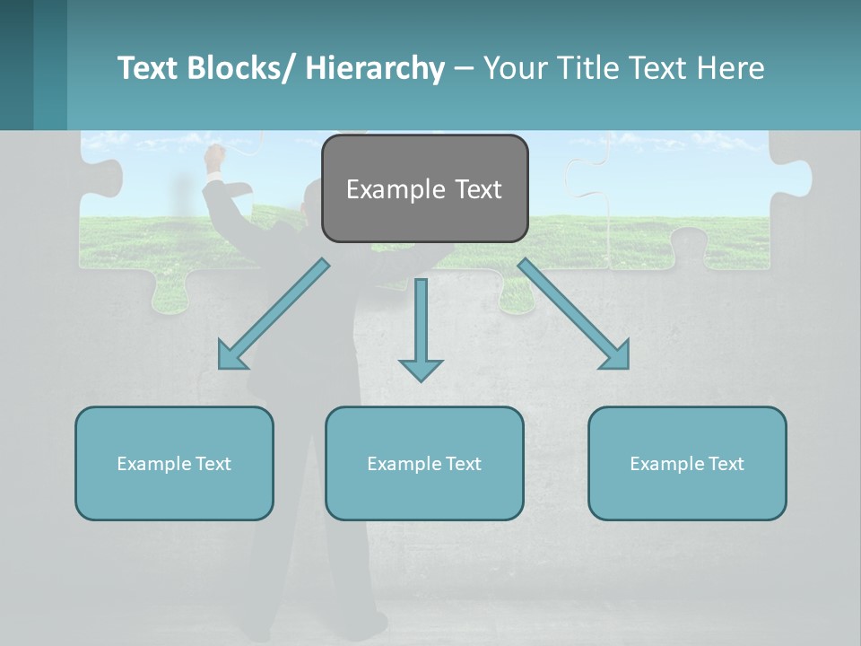 A Man In A Suit Is Holding A Puzzle Piece PowerPoint Template