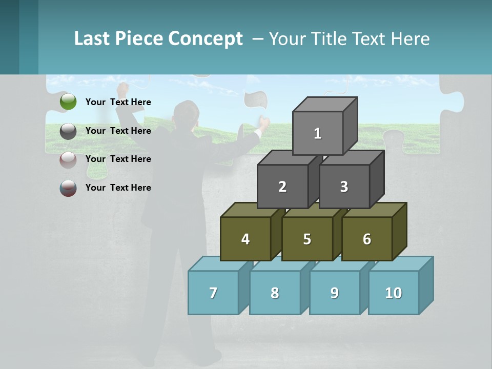 A Man In A Suit Is Holding A Puzzle Piece PowerPoint Template