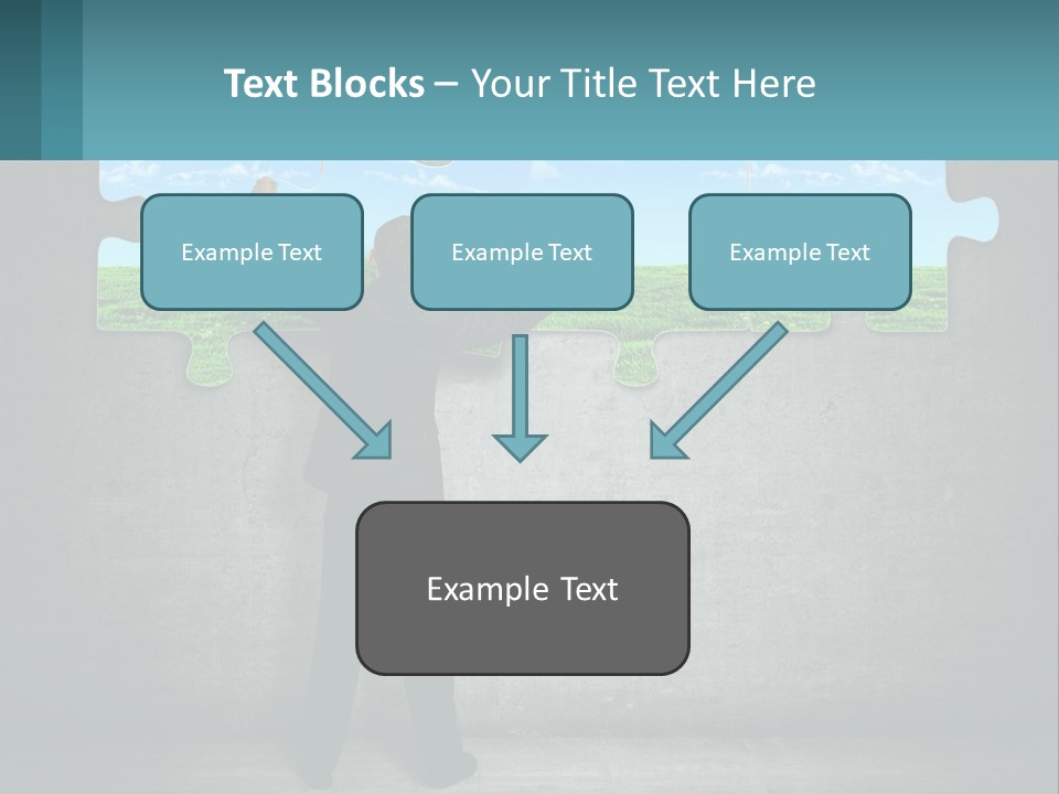 A Man In A Suit Is Holding A Puzzle Piece PowerPoint Template