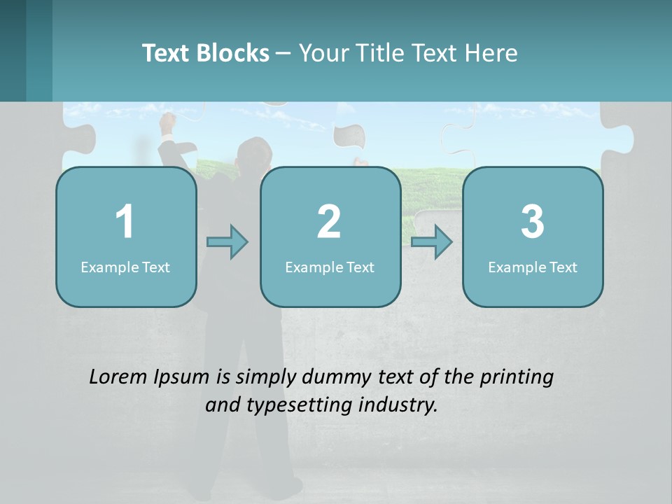 A Man In A Suit Is Holding A Puzzle Piece PowerPoint Template