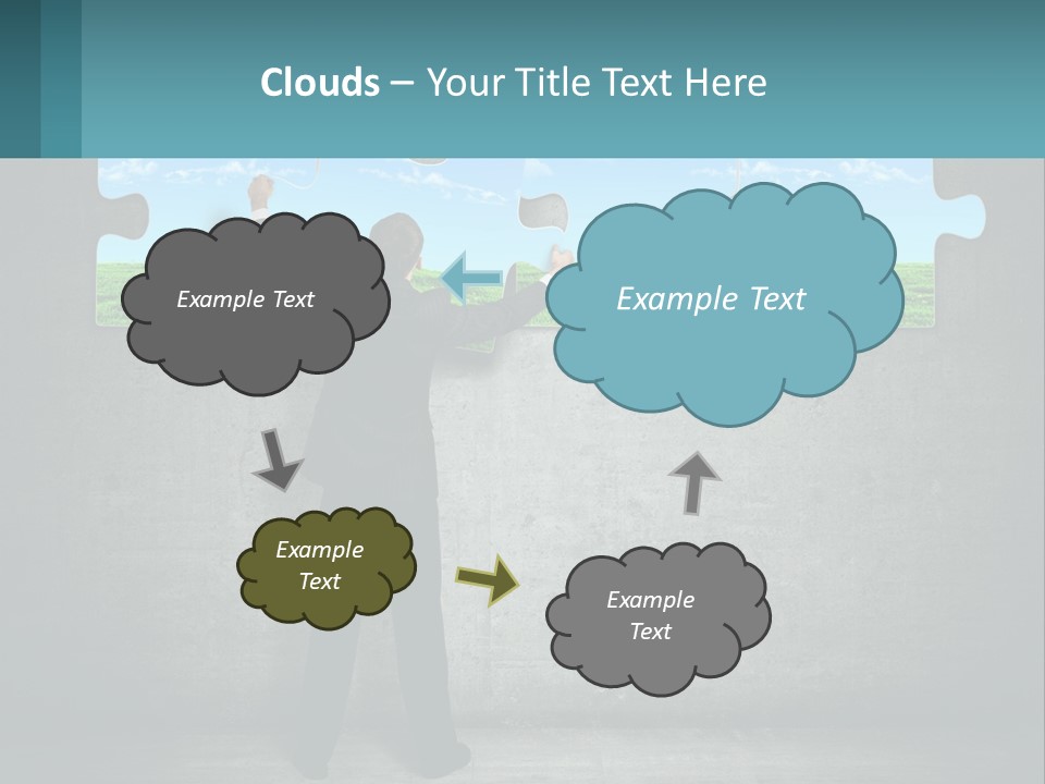 A Man In A Suit Is Holding A Puzzle Piece PowerPoint Template
