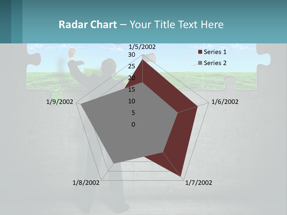 A Man In A Suit Is Holding A Puzzle Piece PowerPoint Template