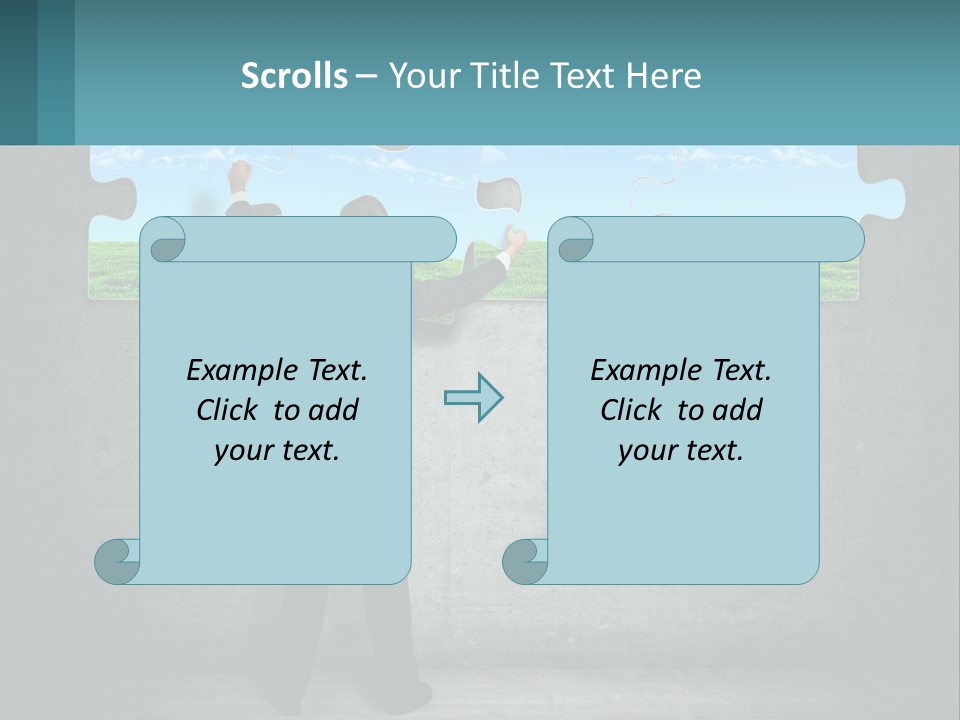 A Man In A Suit Is Holding A Puzzle Piece PowerPoint Template