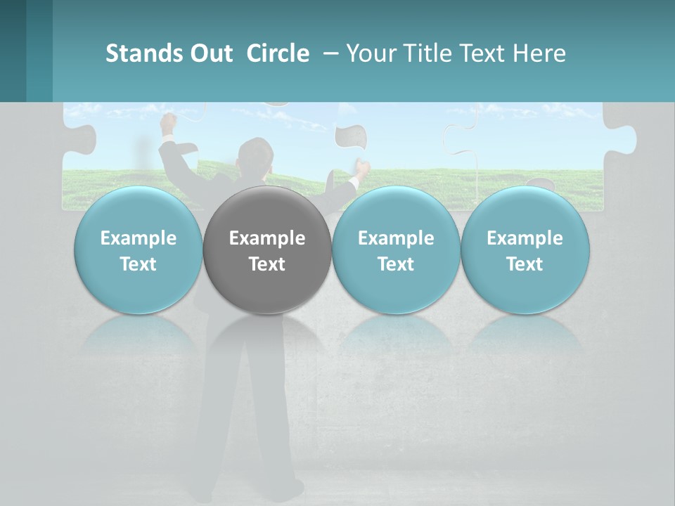 A Man In A Suit Is Holding A Puzzle Piece PowerPoint Template