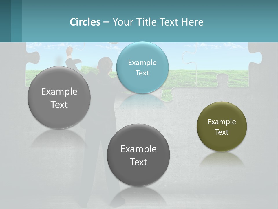 A Man In A Suit Is Holding A Puzzle Piece PowerPoint Template