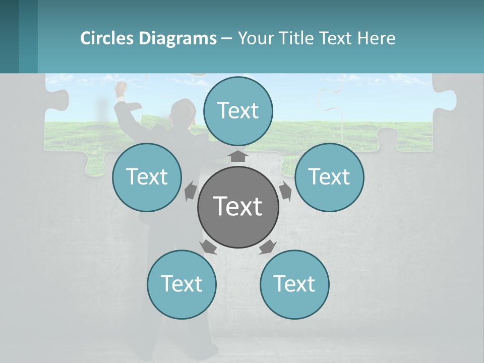 A Man In A Suit Is Holding A Puzzle Piece PowerPoint Template