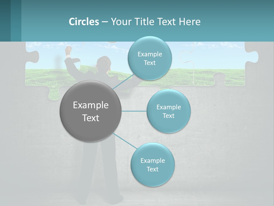 A Man In A Suit Is Holding A Puzzle Piece PowerPoint Template