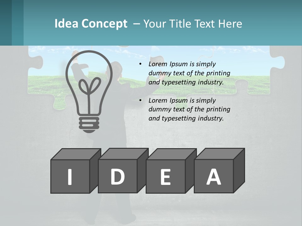 A Man In A Suit Is Holding A Puzzle Piece PowerPoint Template