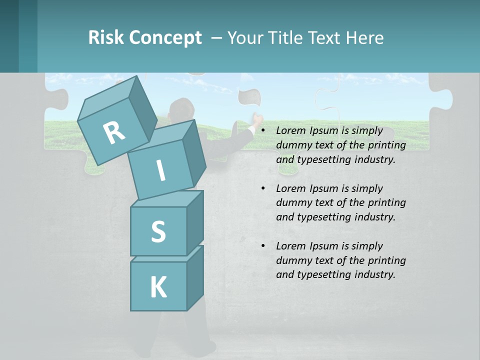 A Man In A Suit Is Holding A Puzzle Piece PowerPoint Template