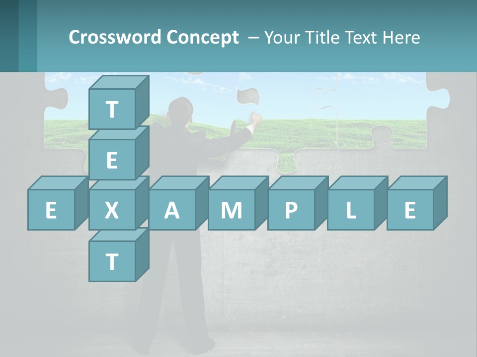 A Man In A Suit Is Holding A Puzzle Piece PowerPoint Template