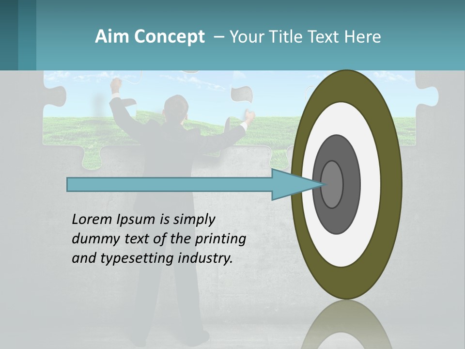 A Man In A Suit Is Holding A Puzzle Piece PowerPoint Template