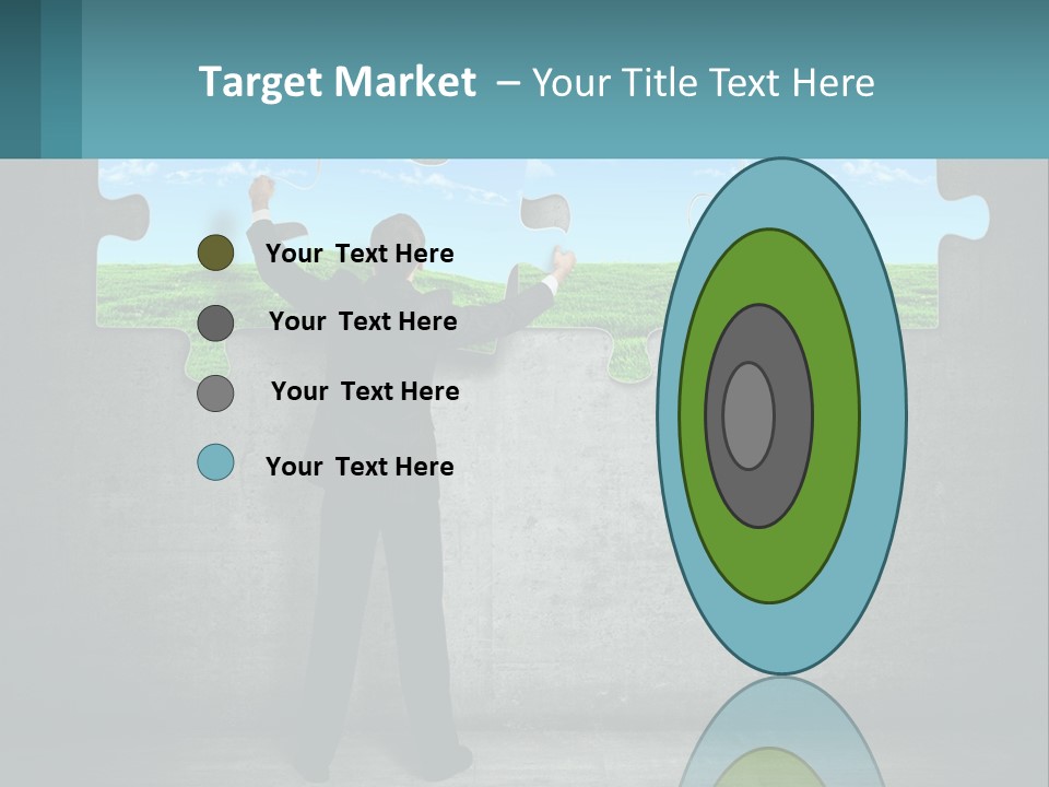 A Man In A Suit Is Holding A Puzzle Piece PowerPoint Template