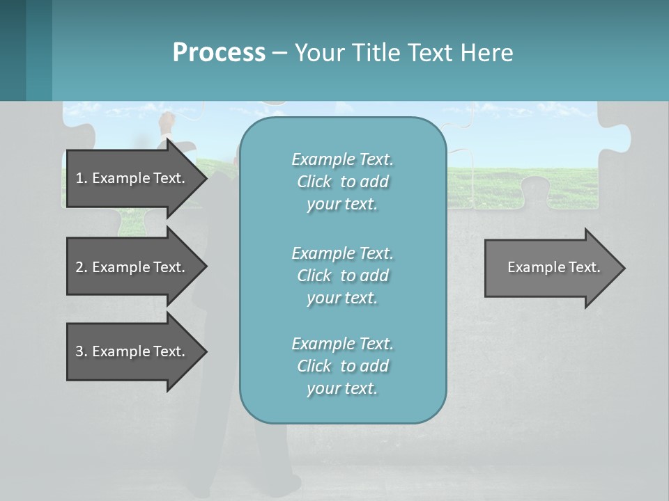 A Man In A Suit Is Holding A Puzzle Piece PowerPoint Template