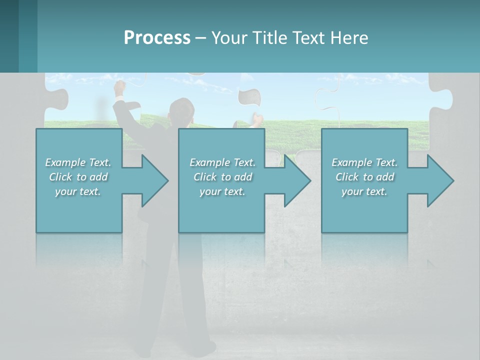 A Man In A Suit Is Holding A Puzzle Piece PowerPoint Template