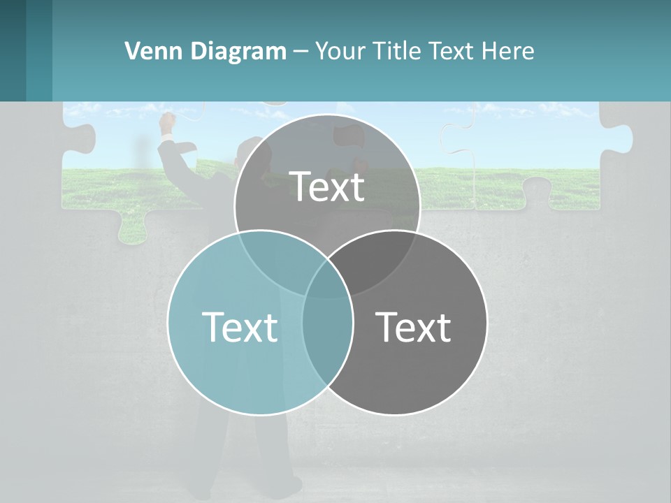 A Man In A Suit Is Holding A Puzzle Piece PowerPoint Template