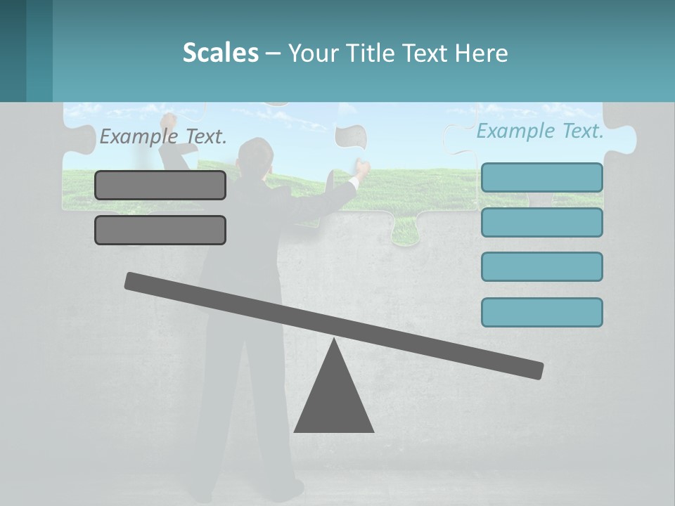 A Man In A Suit Is Holding A Puzzle Piece PowerPoint Template