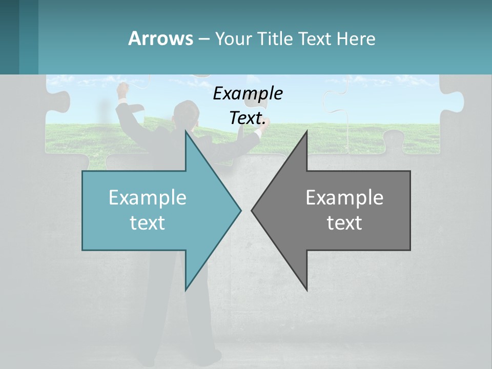 A Man In A Suit Is Holding A Puzzle Piece PowerPoint Template