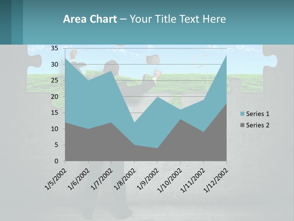 A Man In A Suit Is Holding A Puzzle Piece PowerPoint Template
