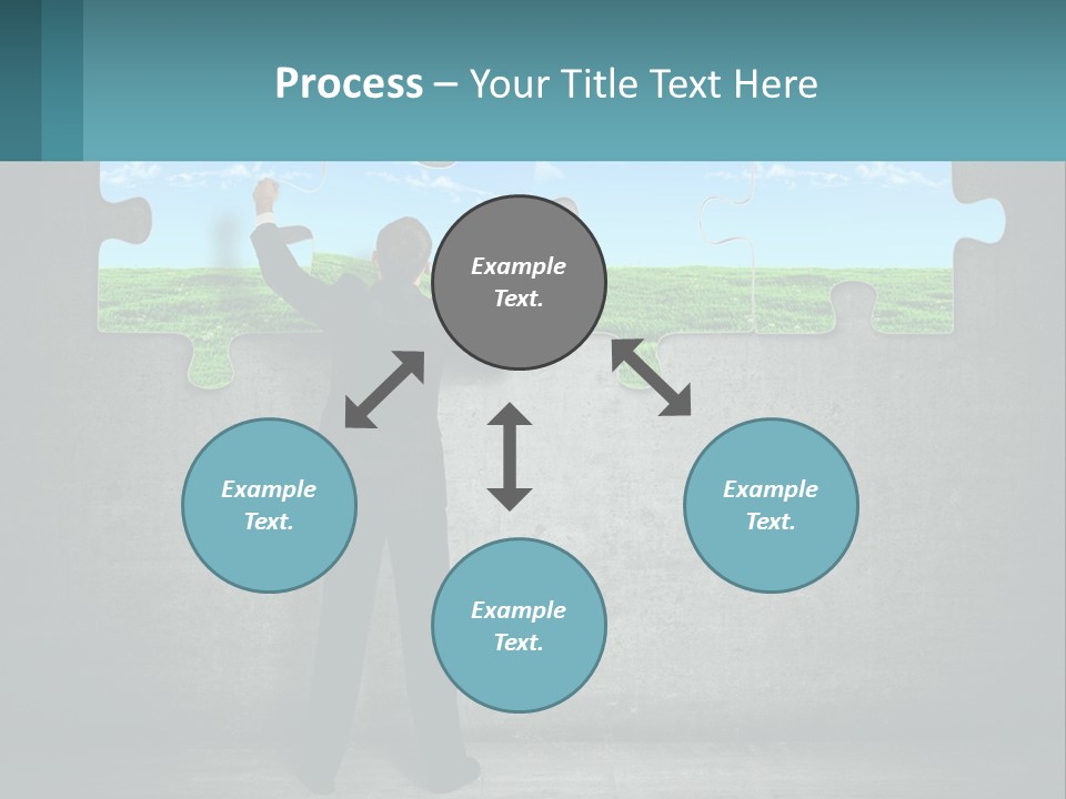 A Man In A Suit Is Holding A Puzzle Piece PowerPoint Template