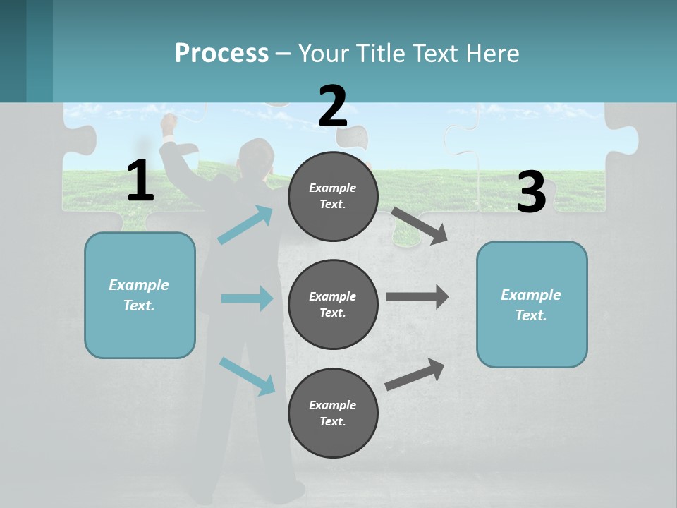 A Man In A Suit Is Holding A Puzzle Piece PowerPoint Template
