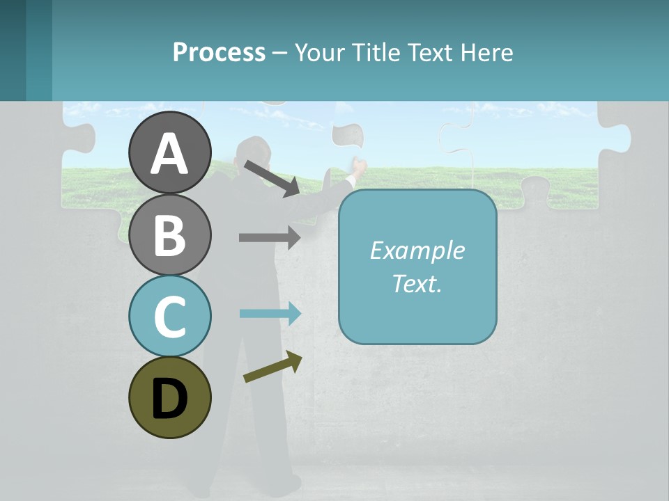 A Man In A Suit Is Holding A Puzzle Piece PowerPoint Template