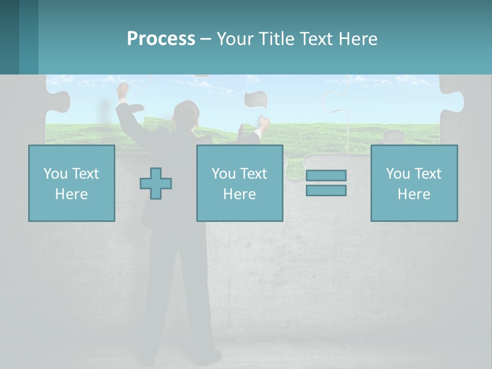 A Man In A Suit Is Holding A Puzzle Piece PowerPoint Template