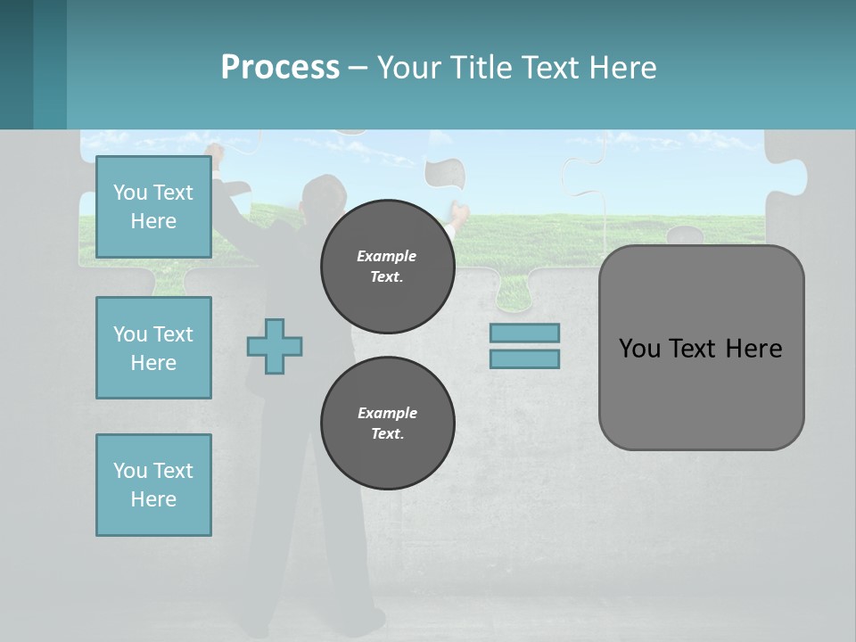 A Man In A Suit Is Holding A Puzzle Piece PowerPoint Template