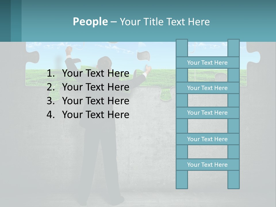 A Man In A Suit Is Holding A Puzzle Piece PowerPoint Template